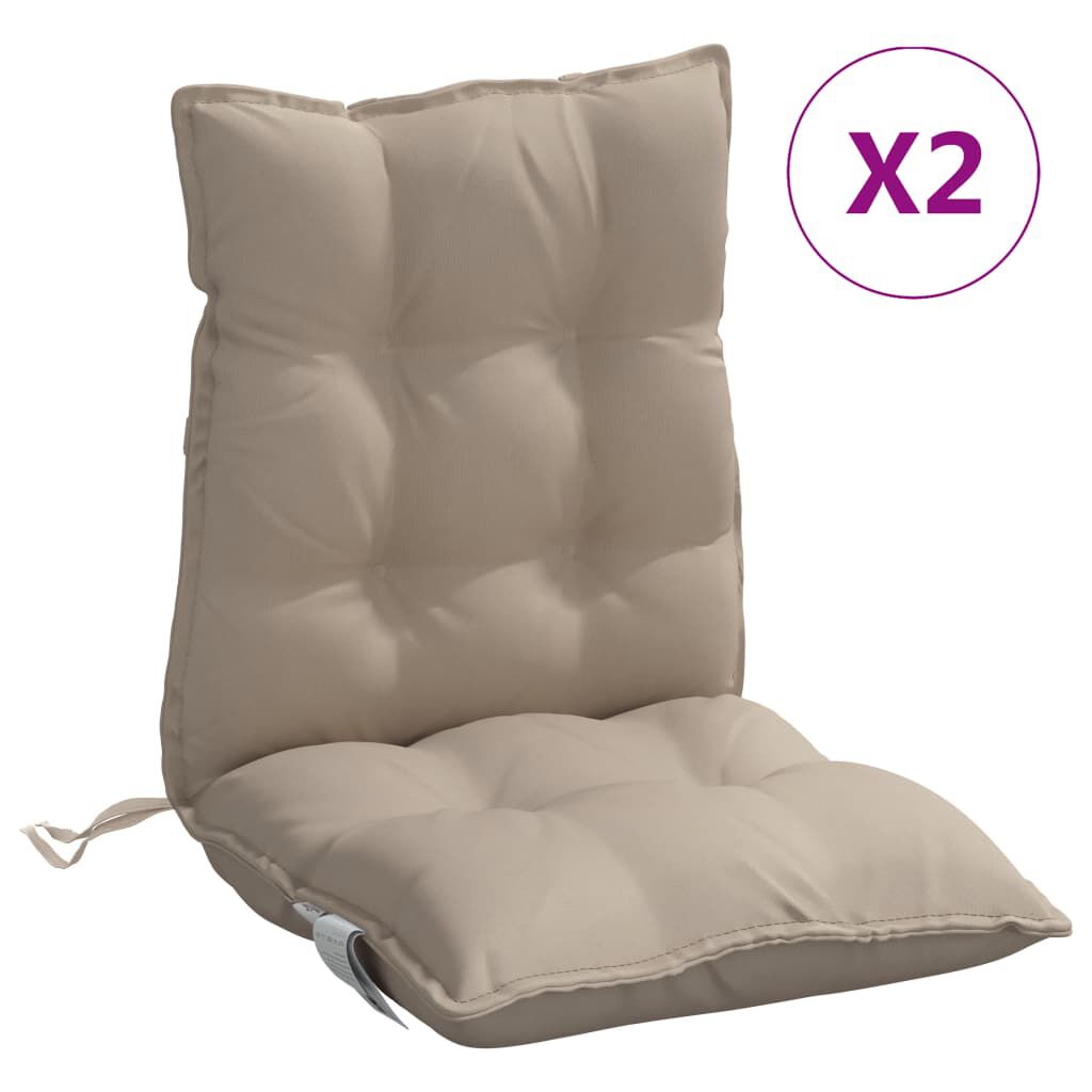 vidaXL Μαξιλάρια Καρέκλας Χαμηλή Πλάτη 2 τεμ. Taupe Ύφασμα Oxford