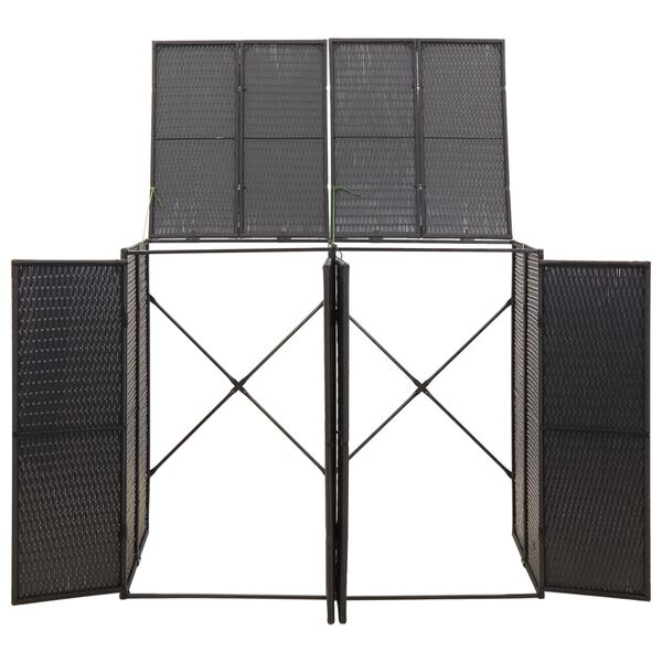 vidaXL Πλαίσιο για Κάδο Απορρ. με Ρόδες Μαύρο 140x80x117εκ Συνθ. Ρατάν