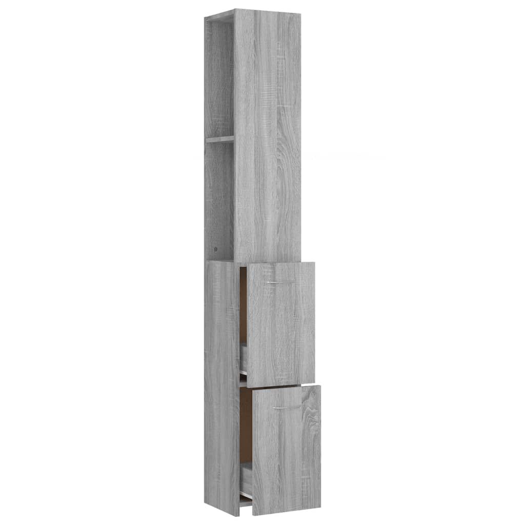 vidaXL Ντουλάπι Μπάνιου Γκρι Sonoma 25x26,5x170 εκ. Επεξεργασμένο Ξύλο