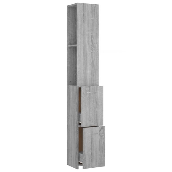 vidaXL Ντουλάπι Μπάνιου Γκρι Sonoma 25x26,5x170 εκ. Επεξεργασμένο Ξύλο