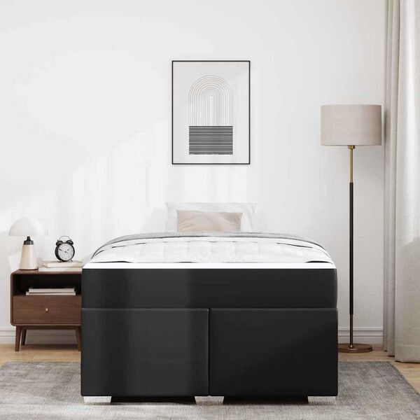 vidaXL Σκελετός Κρεβατιού Άλλο Μαύρο 120 x 190 cm Τεχνητό δέρμα