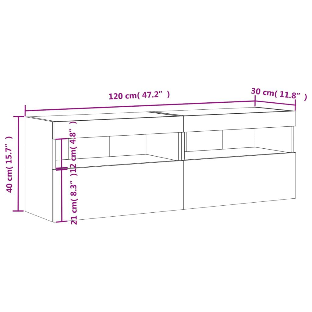 vidaXL Έπιπλα Τοίχου Τηλ. με LED 2 Τεμ. Sonoma Δρυς 60x30x40 εκ.