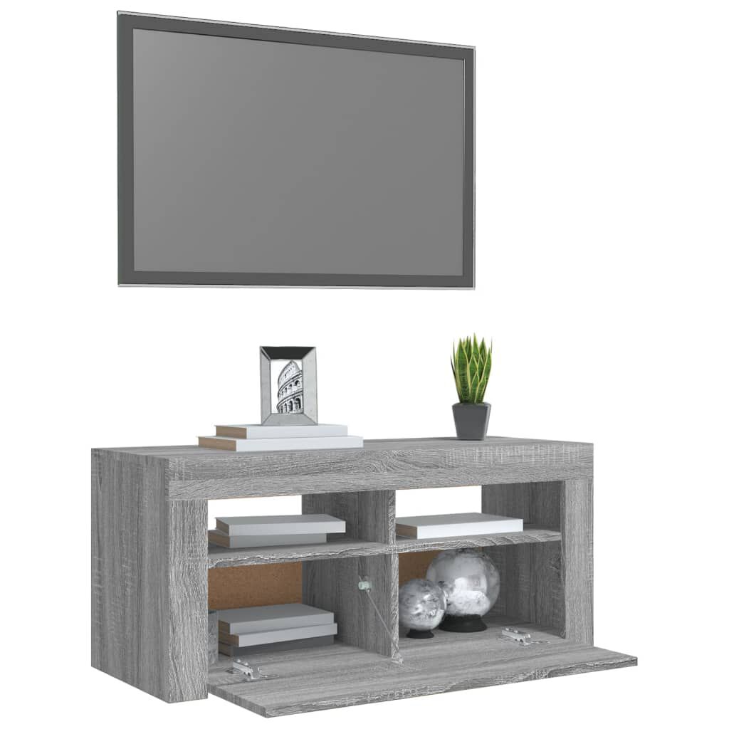 vidaXL Έπιπλο Τηλεόρασης με LED Γκρι Sonoma 90x35x40 εκ.