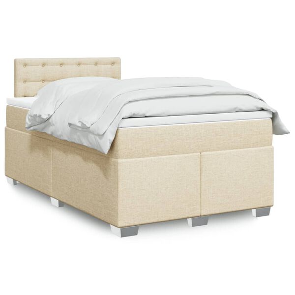 vidaXL Κρεβάτι Boxspring με Στρώμα Κρεμ 120x190 εκ. Υφασμάτινο