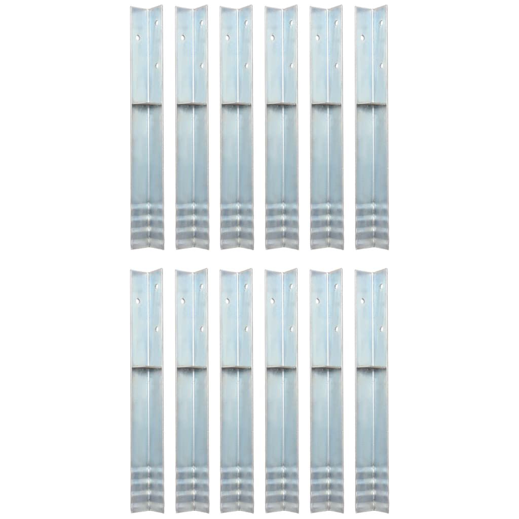 vidaXL Στηρίγματα Εδάφους Σχήματος Γ 12 τεμ. 5x5x50 εκ. Γαλβ. Χάλυβας