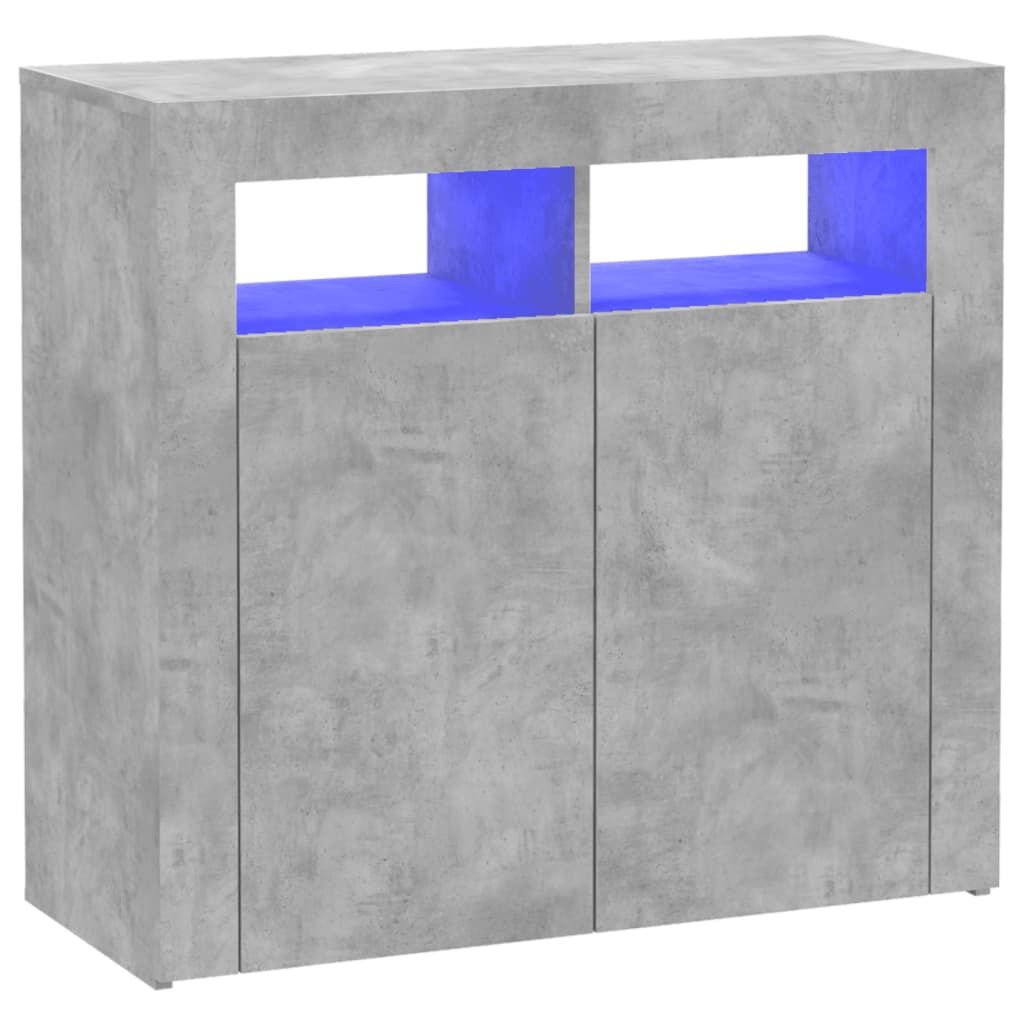 vidaXL Ντουλάπι με LED Γκρι Σκυροδέματος 80 x 35 x 75 εκ.