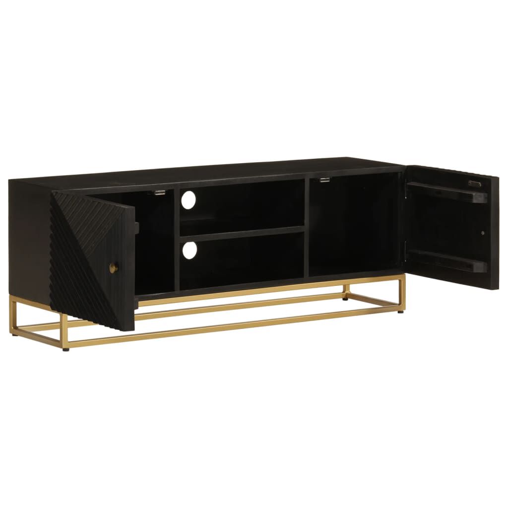 vidaXL Έπιπλο Τηλεόρασης Μαύρο 110x30x40εκ.Μασίφ Ξύλο Μάνγκο & Σίδηρος