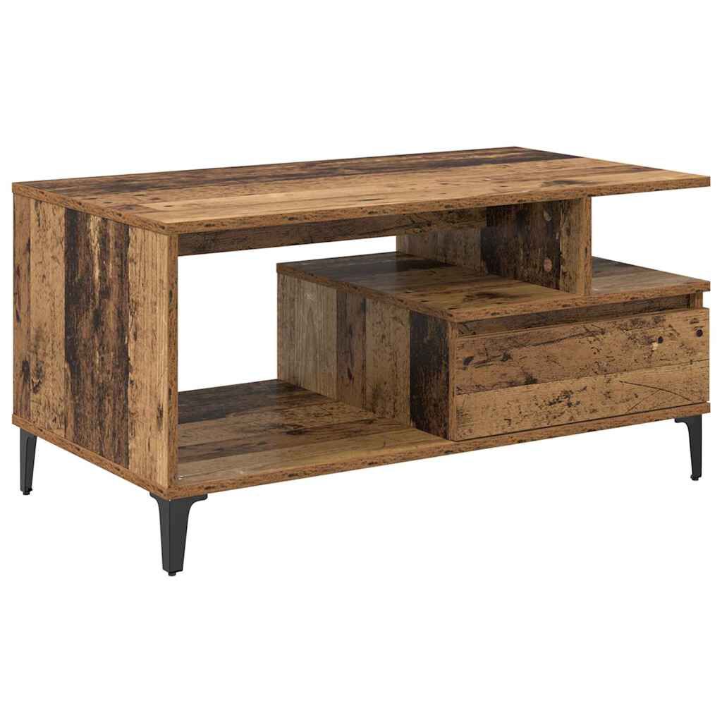 vidaXL Τραπεζάκι σαλονιού with Drawer Παλαιό ξύλο 90 x 49 x 45 εκ