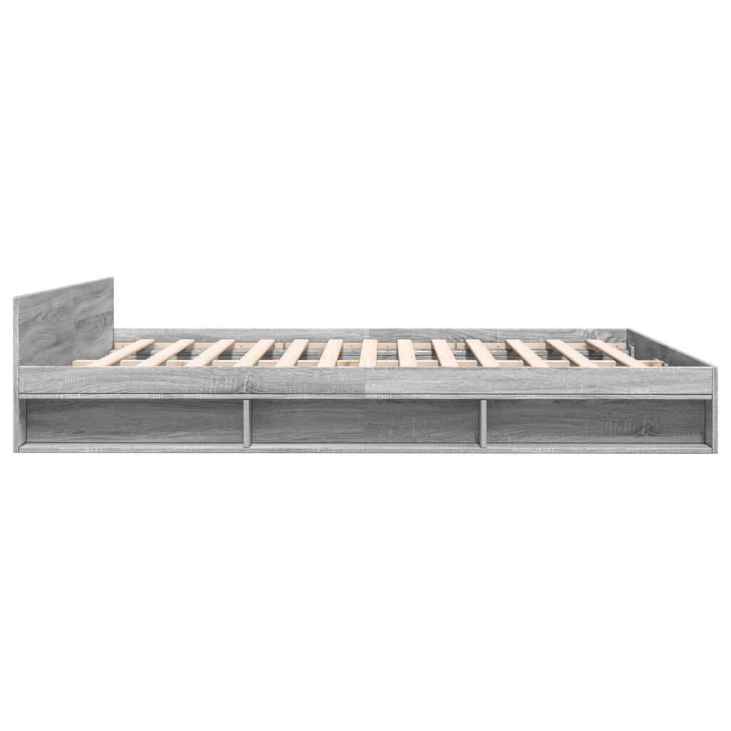 vidaXL Πλαίσιο Κρεβατιού με συρτάρια Γκρι sonoma 200x200εκ. Επεξ. Ξύλο