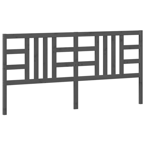 vidaXL Κεφαλάρι Κρεβατιού Γκρι 206 x 4 x 100 εκ. από Μασίφ Ξύλο Πεύκου