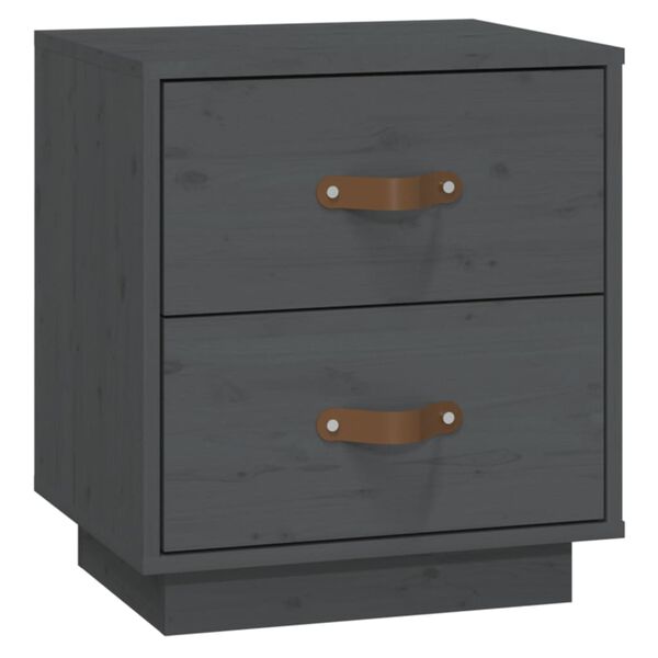 vidaXL Κομοδίνο Γκρι 40 x 34 x 45 εκ. από Μασίφ Ξύλο Πεύκου