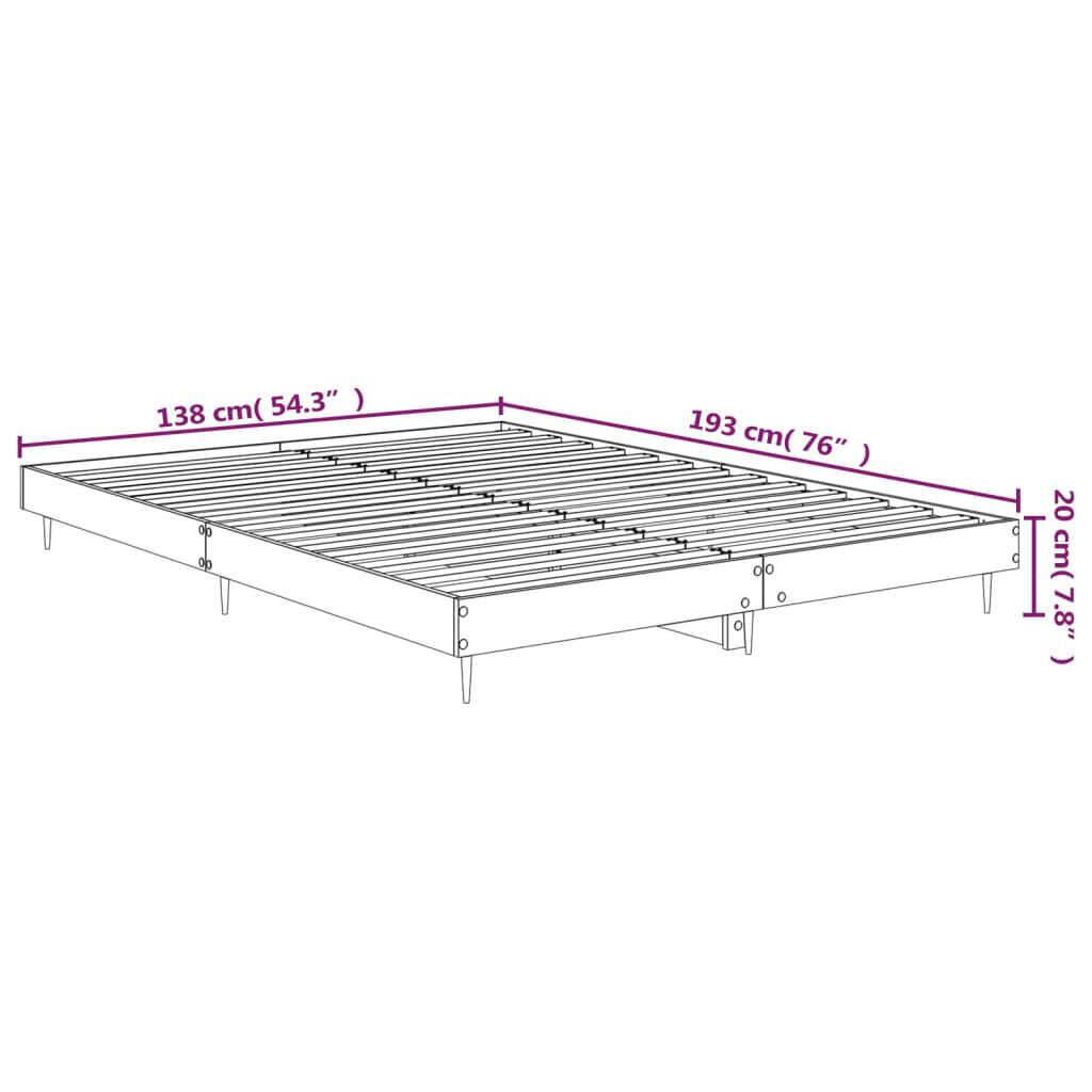 vidaXL Πλαίσιο Κρεβατιού Γκρι Sonoma 135x190 εκ. Επεξεργασμένο Ξύλο