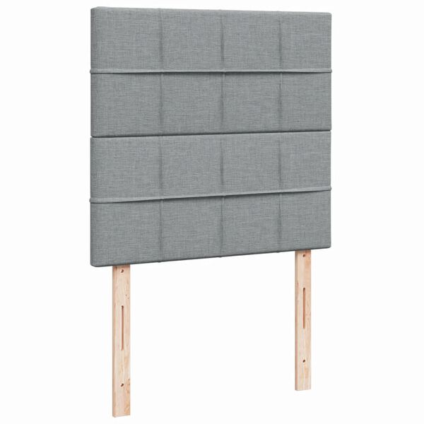 vidaXL Κρεβάτι Boxspring με Στρώμα Ανοιχτό Γκρι 90x200 εκ. Υφασμάτινο