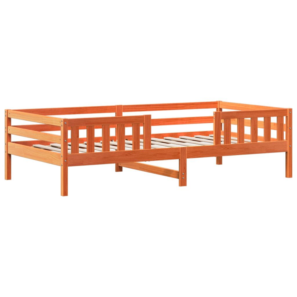 vidaXL Κρεβάτι Πάγκος Σετ με Οροφή Καφέ 75x190 εκ. Μασίφ Ξύλο Πεύκου