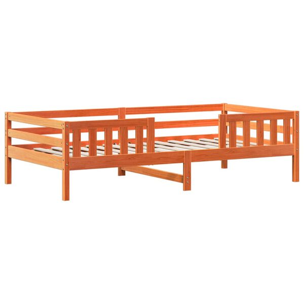 vidaXL Κρεβάτι Πάγκος Σετ με Οροφή Καφέ 75x190 εκ. Μασίφ Ξύλο Πεύκου