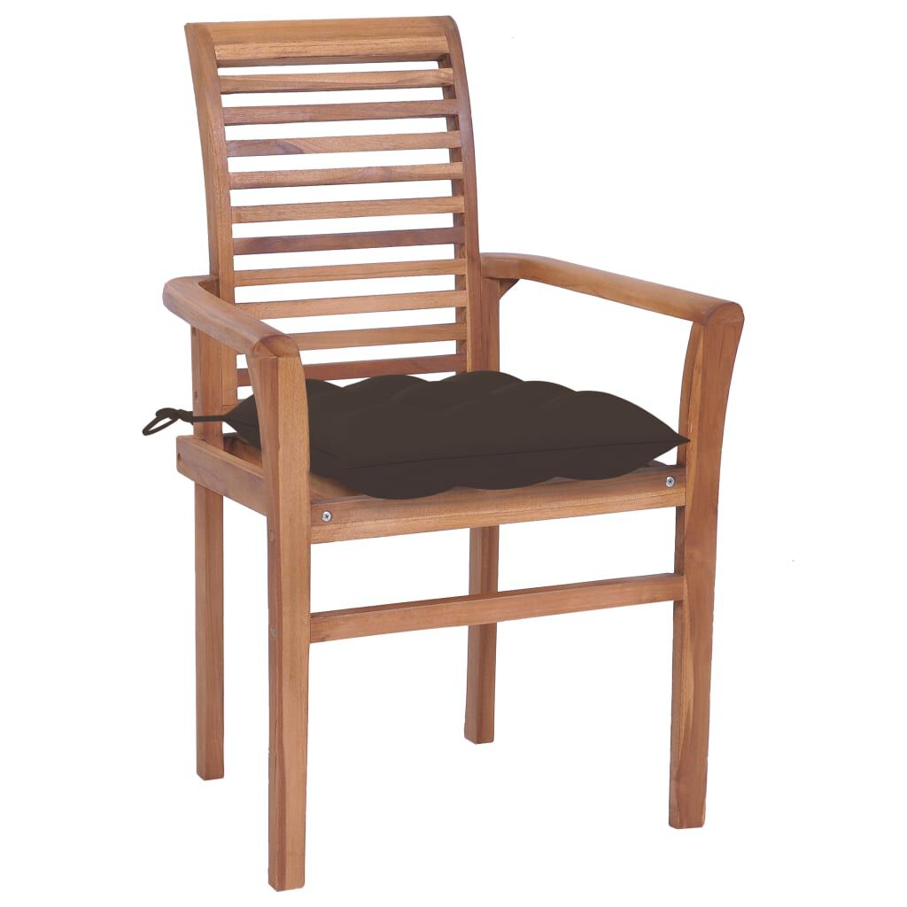 vidaXL Καρέκλες Τραπεζαρίας 8 τεμ. Μασίφ Ξύλο Teak με Taupe Μαξιλάρια