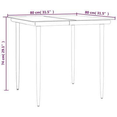 vidaXL Σετ Επίπλων Bistro Κήπου 3τεμ Γκρι/Μαύρο Συνθετικό Ρατάν/Ατσάλι