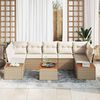 vidaXL Σετ Καναπέ Κήπου με μαξιλάρι 8 pcs Μπεζ Πολυ ράταν