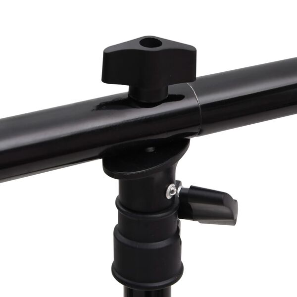vidaXL Βάση Φόντου σε Σχήμα Τ Μαύρη 91 x 60 x (70-200) εκ.