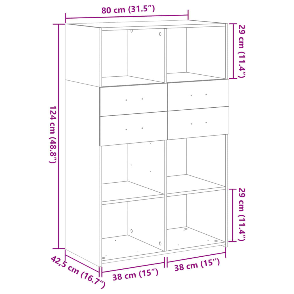 vidaXL Ντουλάπι Λευκό 80x42,5x124 εκ. από Επεξεργασμένο Ξύλο