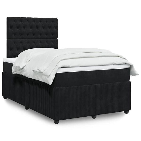 vidaXL Κρεβάτι Boxspring με Στρώμα Μαύρο 120 x 200 εκ. Βελούδινο