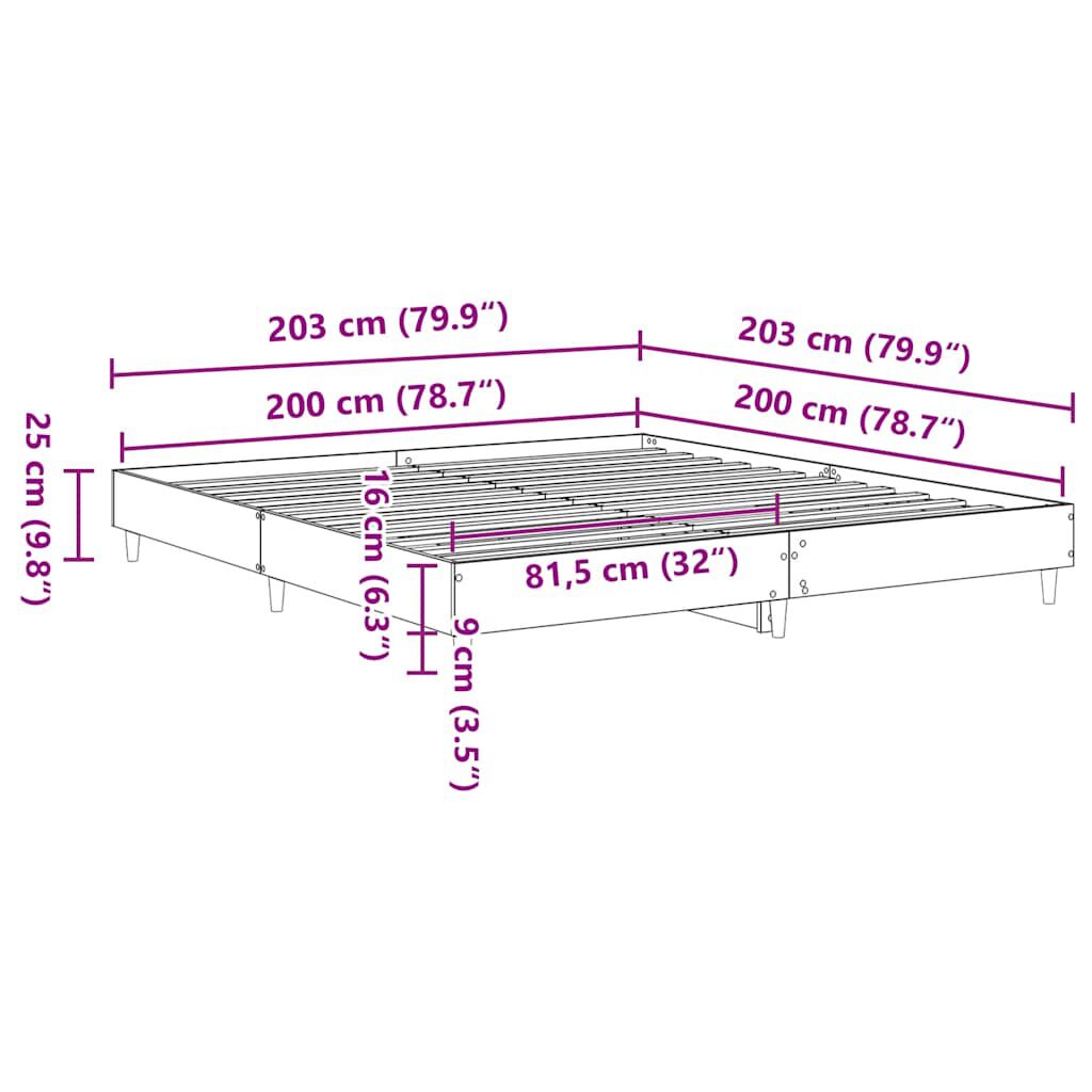 vidaXL Πλαίσιο κρεβατιού χωρίς στρώμα 200x200 εκ. Επεξεργασμένο Ξύλο