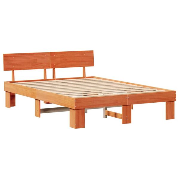 vidaXL Σκελετός Κρεβατιού Καφέ κεριού 140 x 200 cm Μασίφ ξύλο πεύκου