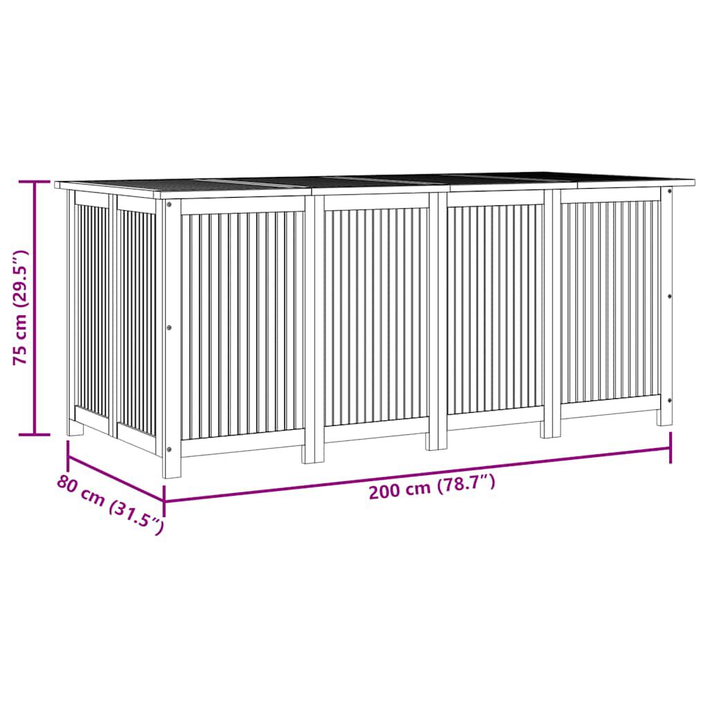 vidaXL Μπαούλο Αποθήκευσης Κήπου 200x80x75 εκ. από Μασίφ Ξύλο Ακακίας