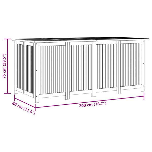 vidaXL Μπαούλο Αποθήκευσης Κήπου 200x80x75 εκ. από Μασίφ Ξύλο Ακακίας