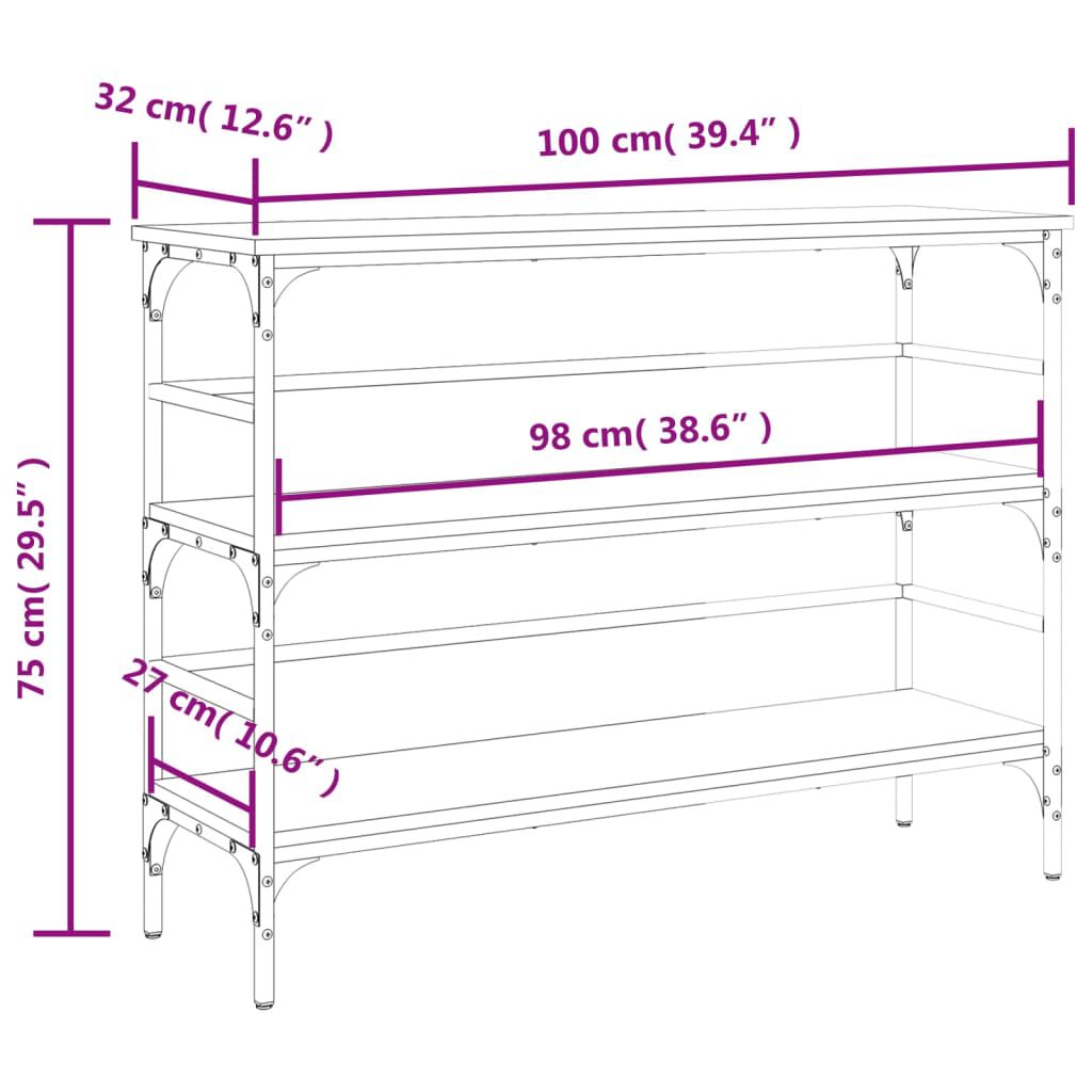 vidaXL Τραπέζι Κονσόλα Μαύρο 100x32x75 εκ. Επεξεργασμένο Ξύλο