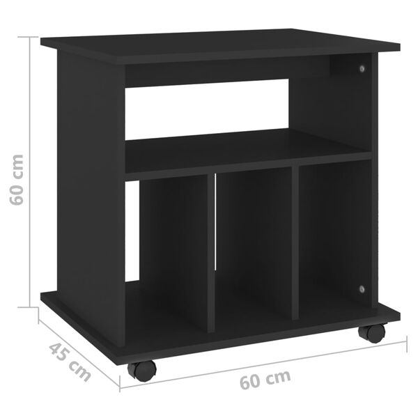 vidaXL Ντουλάπι Τροχήλατο Μαύρο 60 x 45 x 60 εκ. από Επεξ. Ξύλο