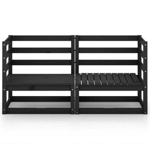 vidaXL Καναπές Κήπου Διθέσιος Μαύρος από Μασίφ Ξύλο Πεύκου