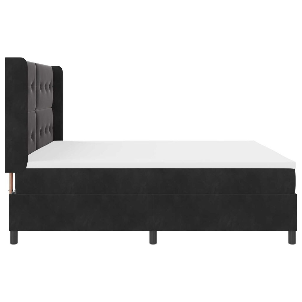 κρεβάτι Box Spring vidaXL με στρώμα Μαύρο 200x200 εκ Βελούδο