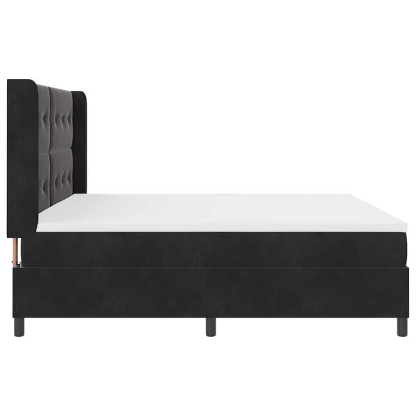 κρεβάτι Box Spring vidaXL με στρώμα Μαύρο 200x200 εκ Βελούδο