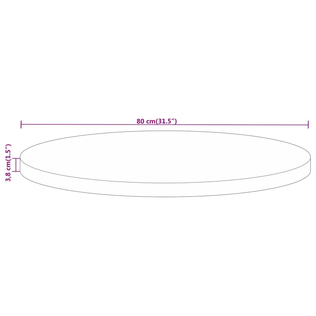 vidaXL Επιφάνεια Τραπεζιού Στρογγυλή Ø80x3,8εκ Μασίφ Ακατ. Ξύλο Μάνγκο