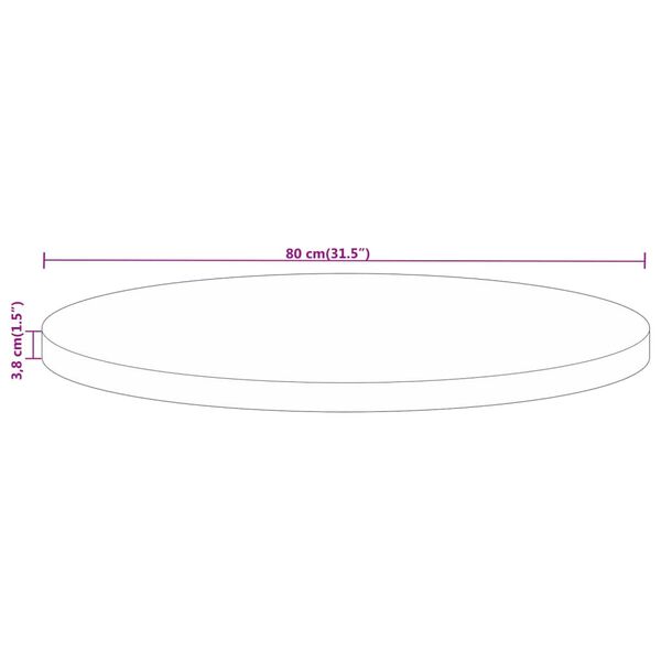 vidaXL Επιφάνεια Τραπεζιού Στρογγυλή Ø80x3,8εκ Μασίφ Ακατ. Ξύλο Μάνγκο