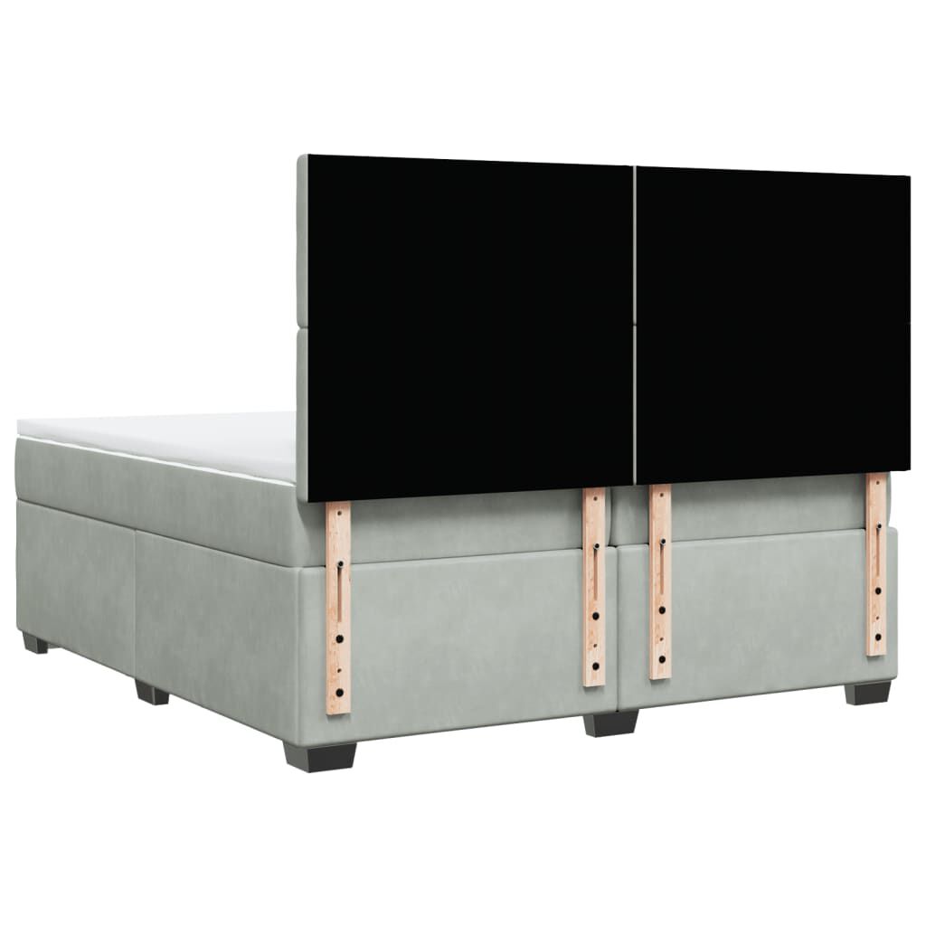 vidaXL Κρεβάτι Boxspring με Στρώμα Ανοιχτό Γκρι 200x200 εκ. Βελούδινο
