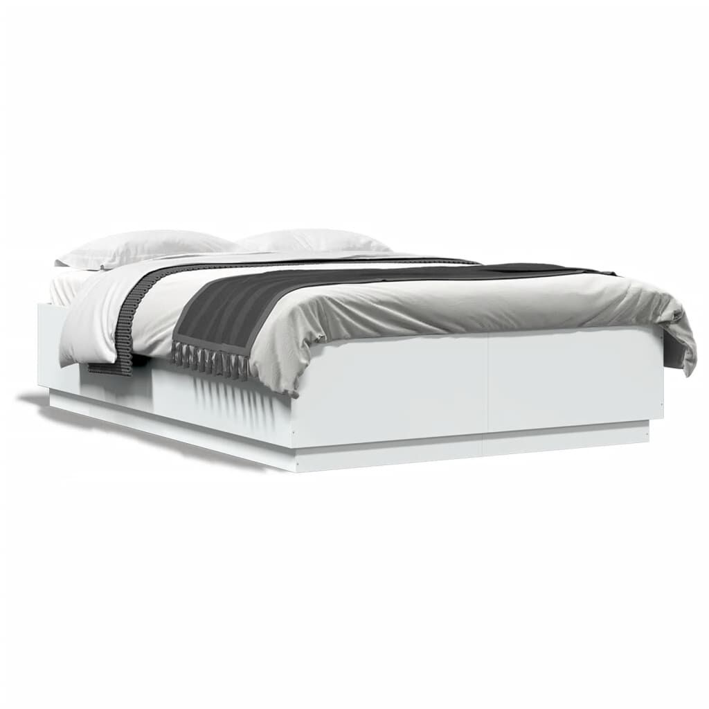 vidaXL Πλαίσιο Κρεβατιού με LED Λευκό 160x200 εκ. Επεξεργ. Ξύλο