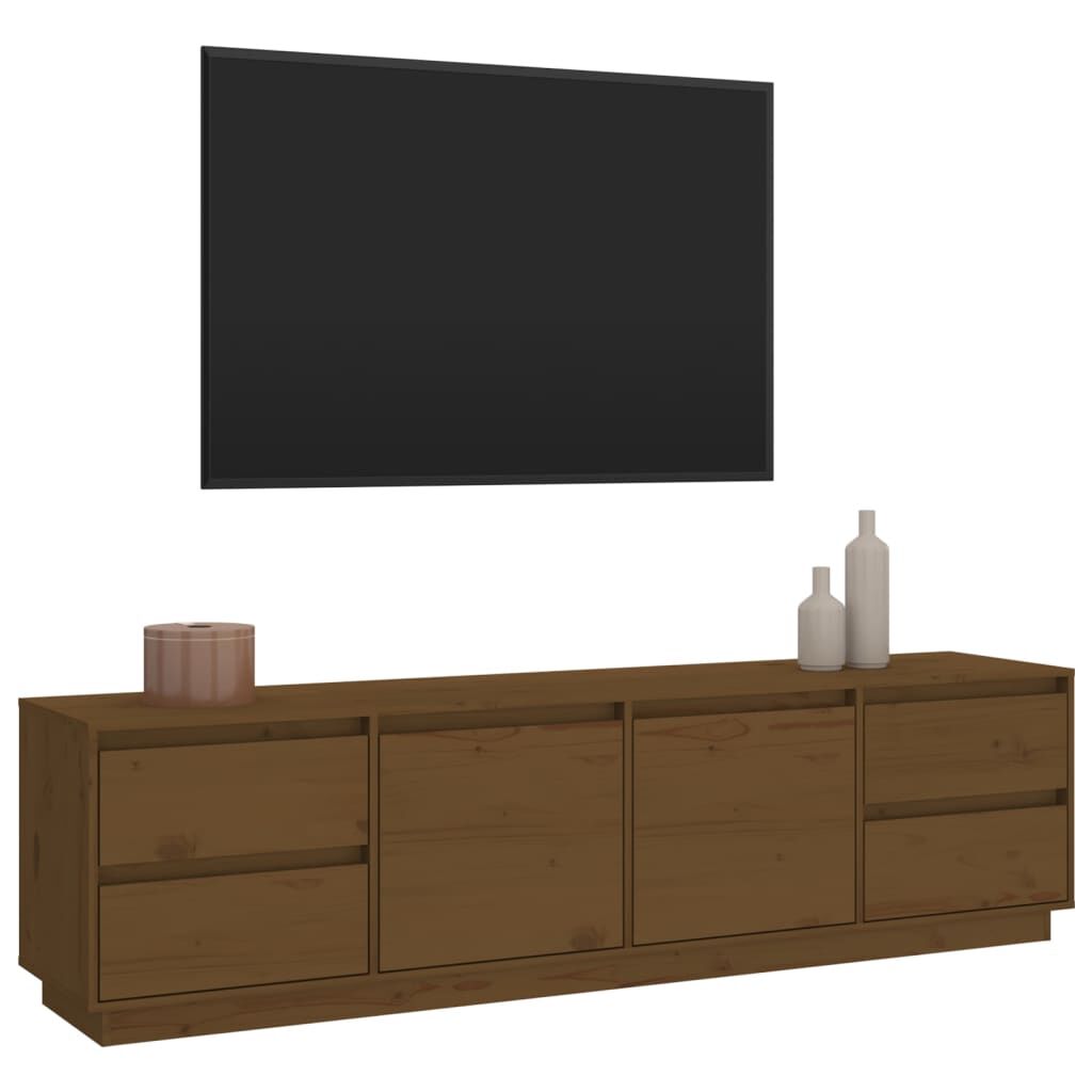 vidaXL Έπιπλο Τηλεόρασης Καφέ Μελί 176x37x47,5εκ από Μασίφ Ξύλο Πεύκου
