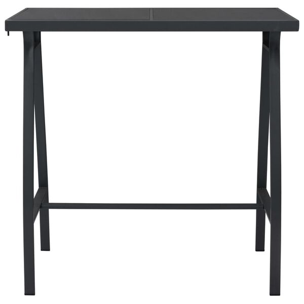 vidaXL Τραπέζι Μπαρ Κήπου Μαύρο 110 x 60 x 110 εκ. από Ψημένο Γυαλί
