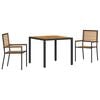 vidaXL Σέτ φαγητού για κήπο 3 pcs Μαύρο 90 x 90 x 75 cm