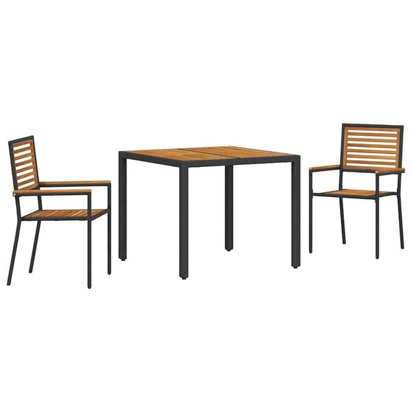 vidaXL Σέτ φαγητού για κήπο 3 pcs Μαύρο 90 x 90 x 75 cm