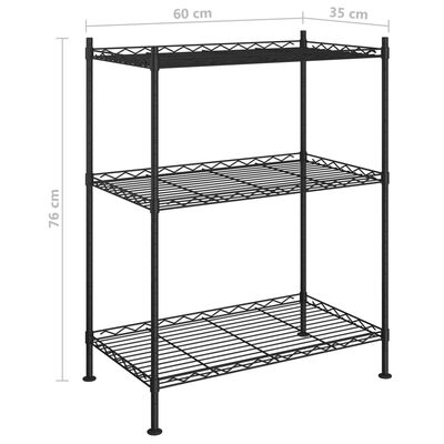 vidaXL Ραφιέρα Αποθήκευσης 3 Επιπέδων Μαύρη 60 x 35 x 76 εκ. 150 κιλά