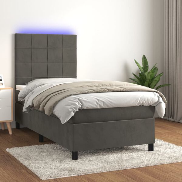 vidaXL &Kappa;&rho;&epsilon;&beta;ά&tau;&iota; Boxspring &mu;&epsilon; &Sigma;&tau;&rho;ώ&mu;&alpha; & LED &Sigma;&kappa;. &Gamma;&kappa;&rho;&iota; 80x200 &epsilon;&kappa;. &Beta;&epsilon;&lambda;&omicron;ύ&delta;&iota;&nu;&omicron;
