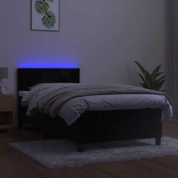 vidaXL &Kappa;&rho;&epsilon;&beta;ά&tau;&iota; Boxspring &mu;&epsilon; &Sigma;&tau;&rho;ώ&mu;&alpha; & LED &Mu;&alpha;ύ&rho;&omicron; 80x200 &epsilon;&kappa;. &Beta;&epsilon;&lambda;&omicron;ύ&delta;&iota;&nu;&omicron;