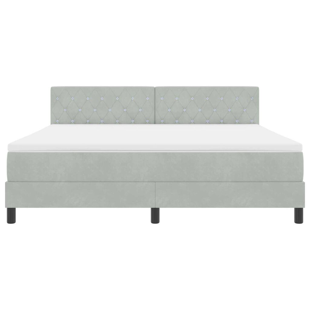 vidaXL Κρεβάτι Box Spring με στρώμα & LED Φωτισμός Γκρι Ανοιχτό 180x200 εκ Βελούδο