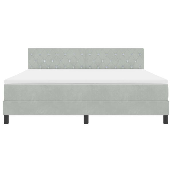 vidaXL Κρεβάτι Box Spring με στρώμα & LED Φωτισμός Γκρι Ανοιχτό 180x200 εκ Βελούδο