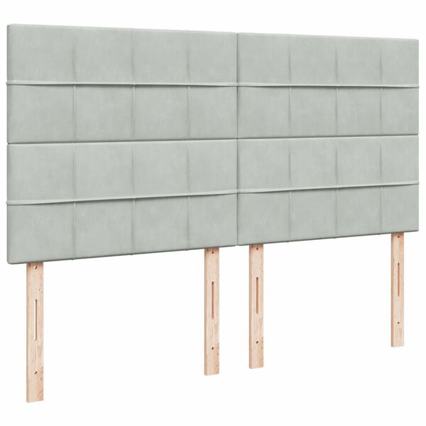 vidaXL Κρεβάτι Boxspring με Στρώμα Ανοιχτό Γκρι 200x200 εκ. Βελούδινο