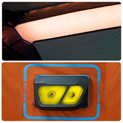 vidaXL Σκηνή Κάμπινγκ με LED 9 Ατόμων Ανοιχτό Γκρι/Πορτοκαλί