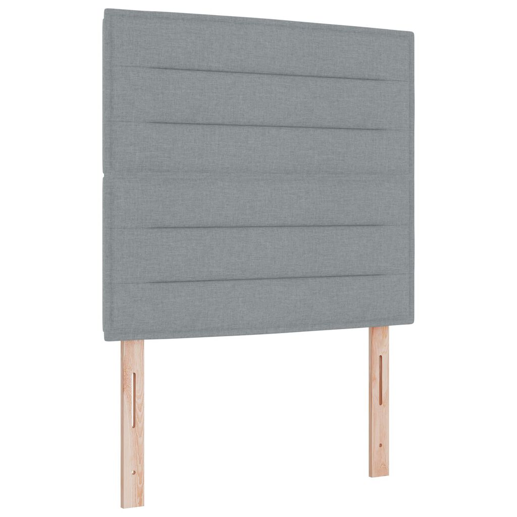 vidaXL Κρεβάτι Box Spring με Στρώμα & Πάγκο Ανοιχτό Γκρι 100x200 cm Ύφασμα
